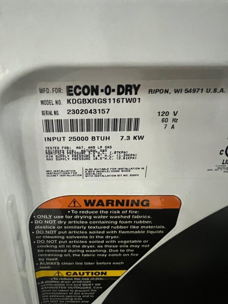Speed Queen - Econo Coin Gas Dryer